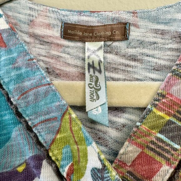 MATILDA JANE Wrap Dress Girls 2T 2 Aqua Floral & Plaid With Red Bow Accent - Picture 8 of 8